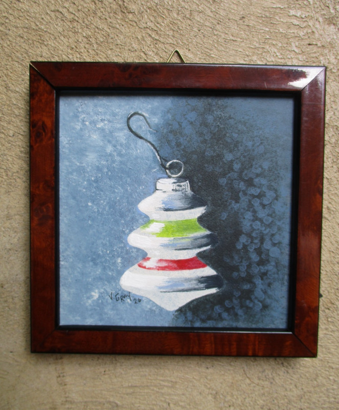 VINTAGE SHINY BRITE UFO Lantern CHRISTMAS ORNAMENT Painting Small OOAK