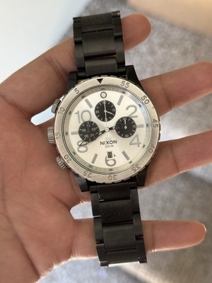 Nixon Silver Dial with Black Subdials and Black Bracelet