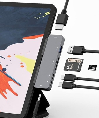 Adapter for iPad Pro USB C Hub M4 M2 M1/iPad Air 4/5/6/iPad Mini 6, 7in1 Adap...