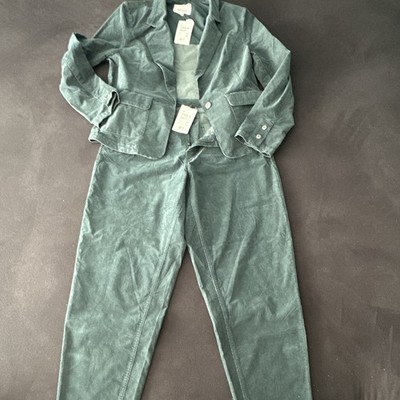 Gina Benotti Damen Cord Hosenanzug Set 2-teilig Grün Gr. 42 Jacke + Hose