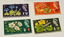 L742: SG655p-SG658p set of 4 Botanical Congress PHOSPHOR 1964 USED