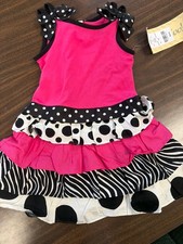 Rare Too 2pc Pants Shirt Dress Set Polka Pink Bow Size 4 NWT Girl Boutique Z
