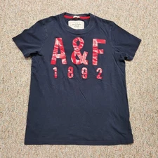 Abercrombie & Fitch Shirt Mens Medium Blue Muscle Tee Spell Out A & F 1892 Logo