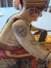 Vintage Marx Tin Wind-Up Motorcycle Rider Toy USA Litho Metal 1950s Works/As-Is