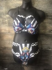 NWOT Plus Size 2x Two Piece Swimsuit Black  White Multicolored