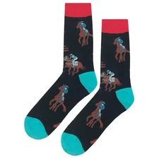 NWT Race Horse Dress Socks Novelty Men 8-12 Black Crazy Fun Sockfly