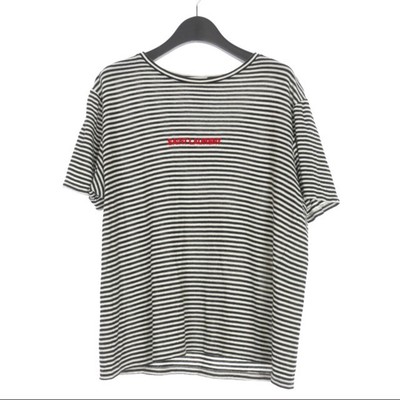SAINT LAURENT PARIS LOGO EMBROIDERY BORDER T-SHIRT CUT SHORT 