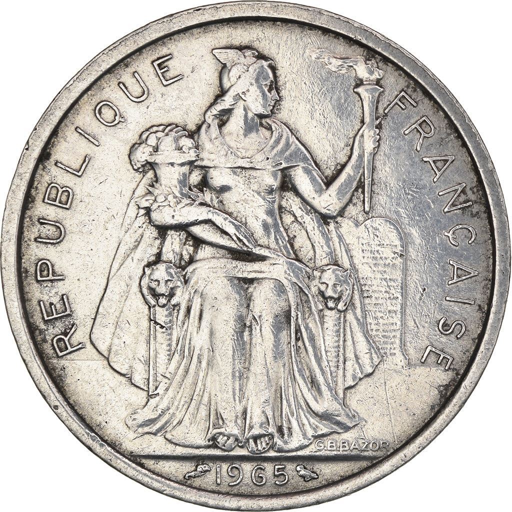 希少 仏領ポリネシア 5000フラン 航海者ブーガンヴィル コレクター品 French Polynesia 5 Francs Coin | Liberty Sitting | Throne