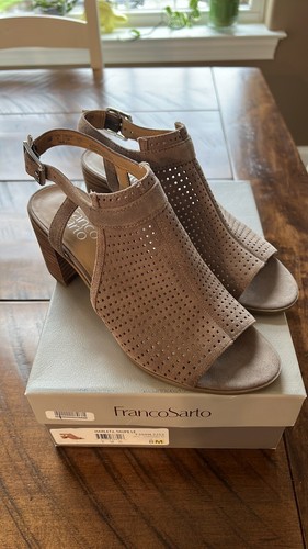 FRANCO SARTO HARLET 2 LEATHER Mule adjustable strap 3in stack heel 8M - Picture 2 of 7
