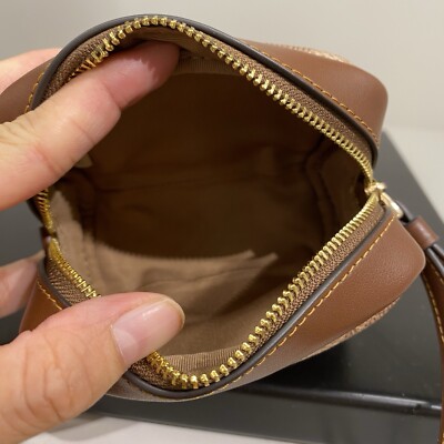 New Coach Pouch Wristlet In Signature Canvas CW907 Gold/Tan/Brown