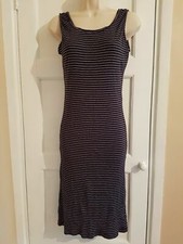 ATMOSPHERE LADIES SIZE 12 BLACK WHITE STRIPED BODYCON STRETCH DRESS C2