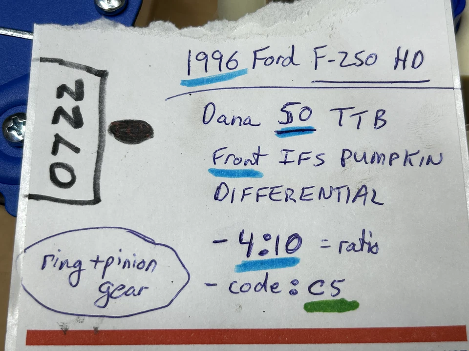 Ford F-250HD 1996 - DANA 50 delantero TTB DIFERENCIAL calabaza 4,10 anillo piñón C5 Foto 2 de 4