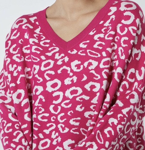 Blue Vanilla Womens PINK Relax Fit Leopard Print Jumper Size 16 Eur 46 RRP £55 - Picture 2 of 10