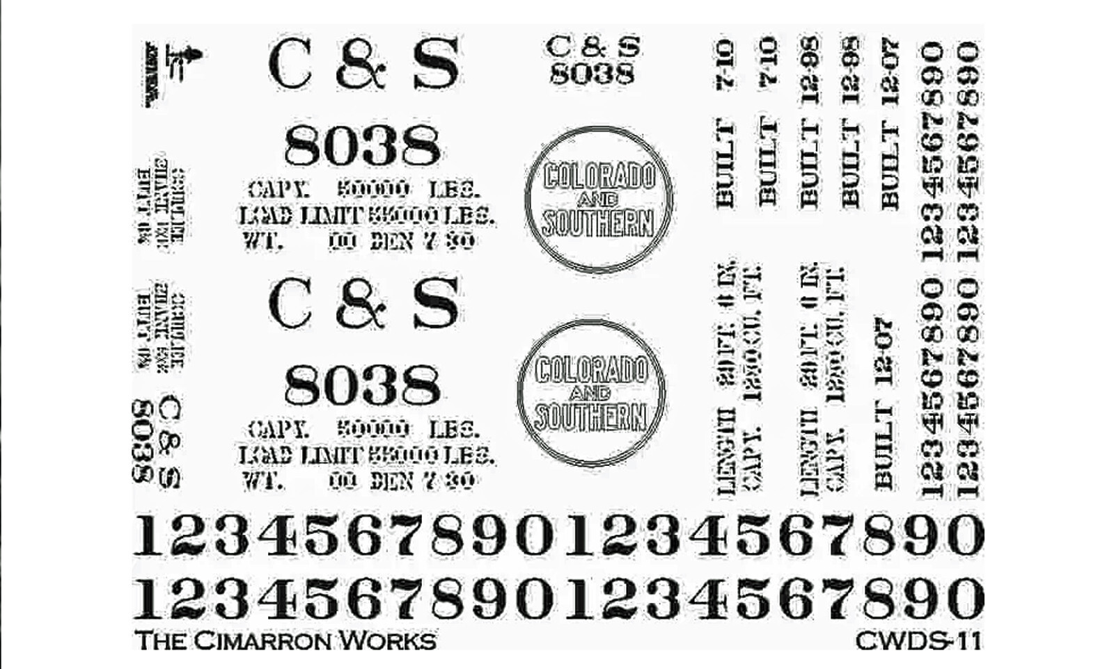 C&S BOXCAR CA 1930 S Sn3 Model Railroad White Water Slide Decal Set