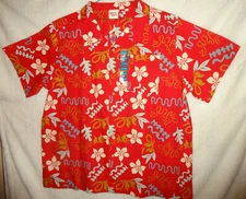 Barefoot In Paradise Red Floral Print Hawaiian Shirt Men's Size XXL 2XL NWT (WJ)