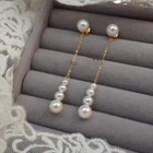 beautiful natural white south sea Pearl Stud Earrings 14k gold