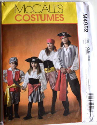 MCCALLS PATTERN 4952 PIRATE  COSTUMES GIRLS & BOYS  SIZES 3 4 5 6 7 8  UNCUT