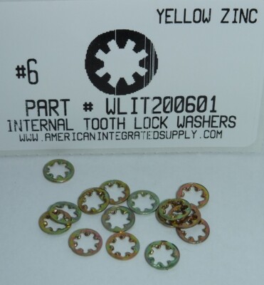 Yellow Lock Washers #6 Internal Tooth Lock Washers Steel Zinc Yellow Plated (150) | eBay