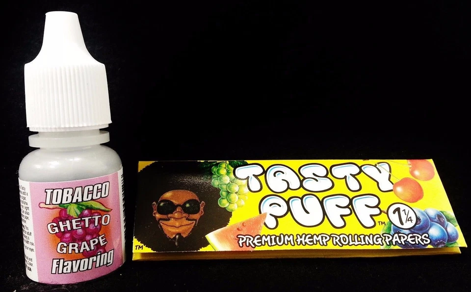 Tasty Puff Ghetto Grape Drops Bottle .25 oz & 1 Pack 1 1/4 Rolling Papers