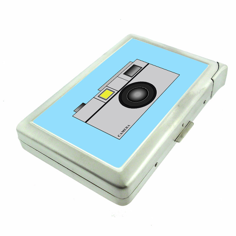 ipod cigarette case Camera Em1 100's Size Cigarette Case with Built in Lighter Metal Wallet