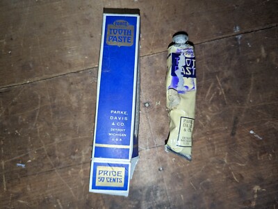 Vintage Antique Parke-Davis & Co. Toothpaste W/ Box NOS Leaker Purple