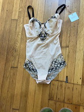 Panache Envy Underwire Body Suit 7288 full bottom, Sand/Black 32FF UK -32G US