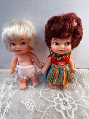 Vintage Pair of Dolls 1960s Super Cuties EEGEE Itsy Bitsy Dolls