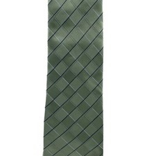 Calvin Klein 100 Silk Green Silver Stripe Pattern RN 19388 Neck Tie One Size OS