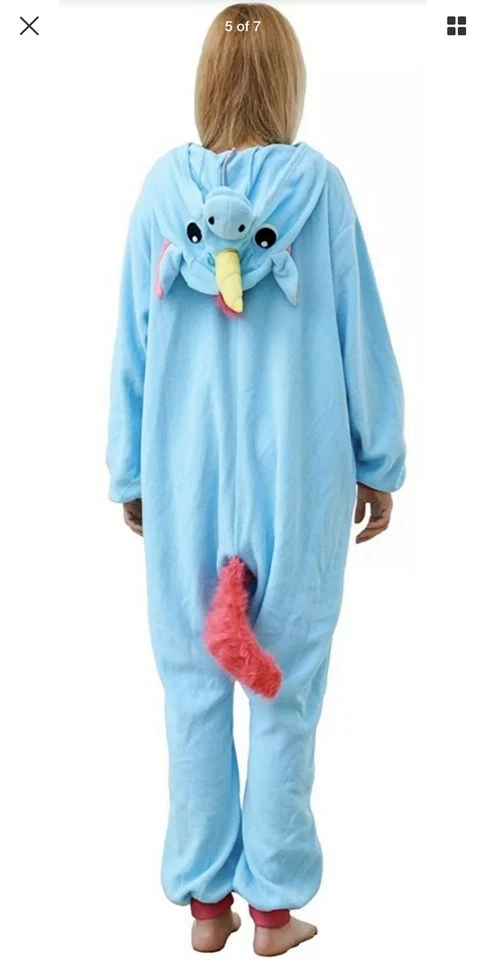 Unicornio Una Pieza Traje Unión Pijama Disfraz Ropa de Salón Azul Rosa Talla Mediana Foto 4 de 4