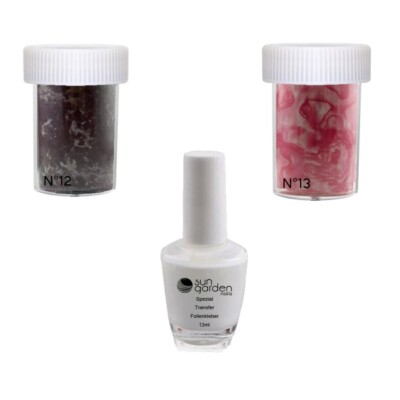 MARBLE SET 5 Transfer Nagelfolie XXL Nagel Folie 12 + 13 inkl. 13 ml Spezial ...