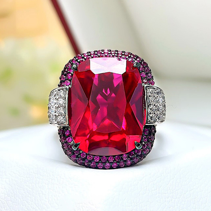New European Big Rose Red Garnet Gemstone Mix Color Charm Women