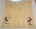 Mickey & Minnie Mouse Hand Embroidered Applique Flour Sack Curtain 1930s Disney