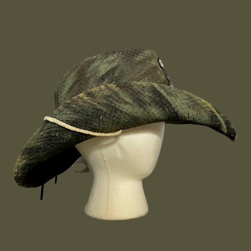 Harley Davidson Custom Painted Camo Straw Cowboy Hat w/Hat Band and