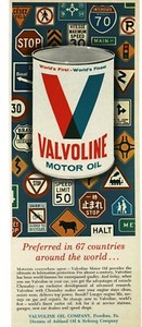 1965 VALVOLINE Motor Oil road signs art Freedom PA Vintage Print Ad 