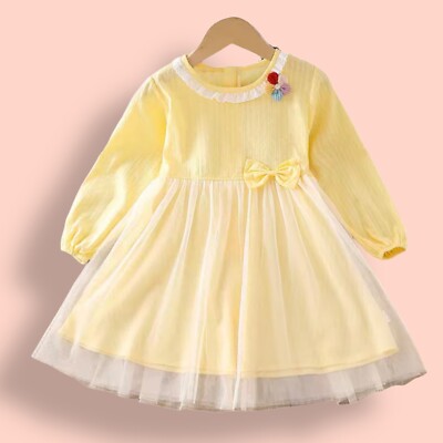 Size 3-4T Dresses Tulle overlay yellow long sleeve stretch flower baby | eBay Size 3-4T Dresses Tulle overlay yellow long sleeve stretch flower baby | eBay