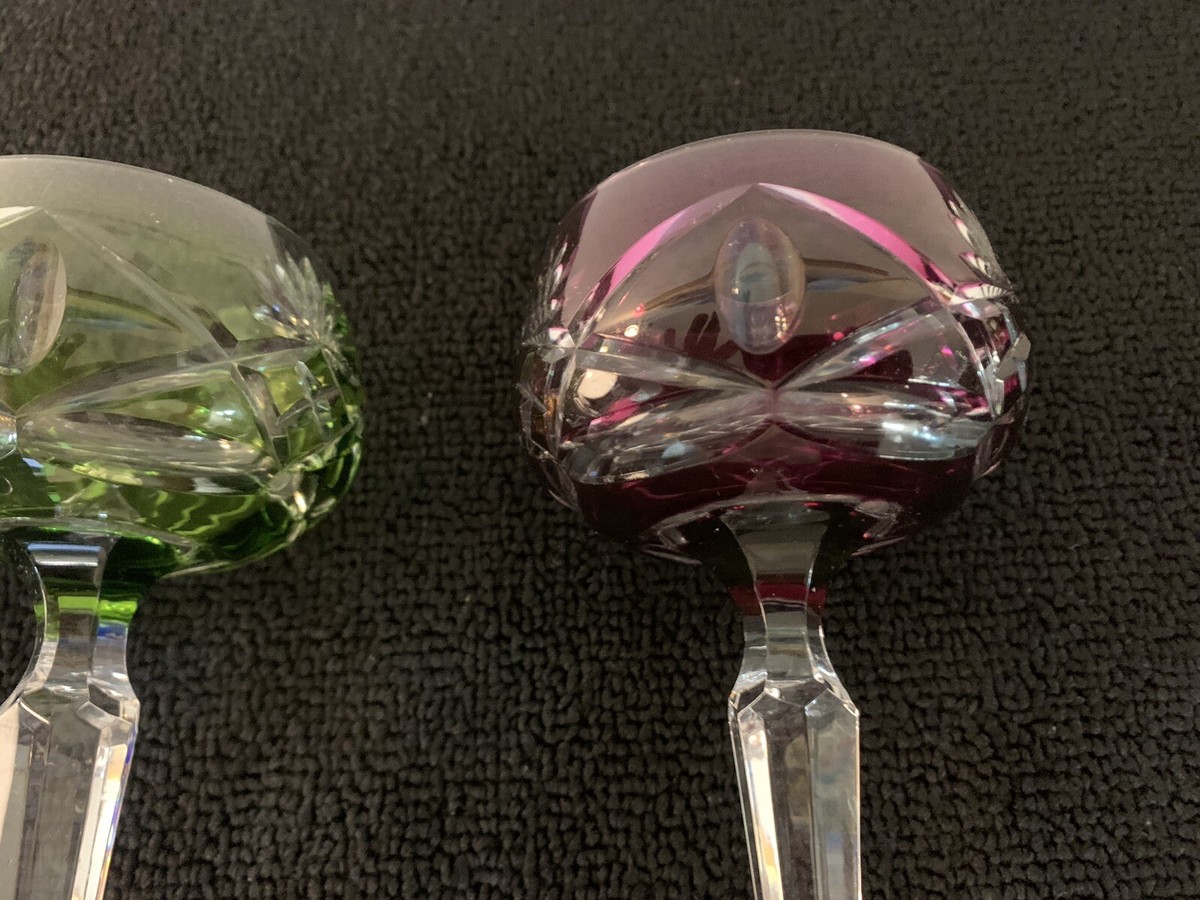 Lot 2 Verres à Vin Val Saint Lambert - Overlay - Très Bon état