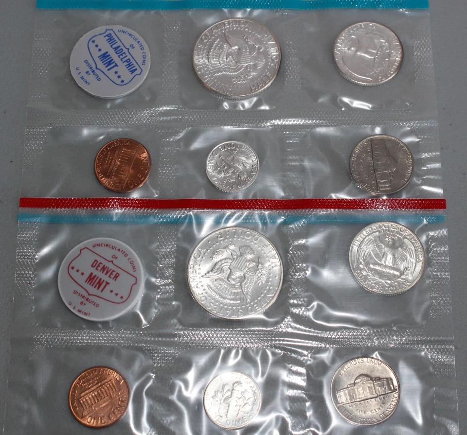 1964 P & D US Mint Set 1c-50c Coins 6 Silver Uncirculated Philadelphia & Denver - Image 3 of 4