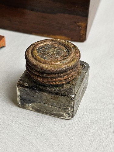 Antique English Compartment Portable Traveling Writing Lap Desk Box No Key - Picture 13 of 20