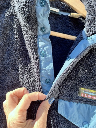 LL Bean Women's 1/4 Snap Sweater Knit Fleece Pullover Hi Pile Sz S Teal Blue - Picture 8 of 10