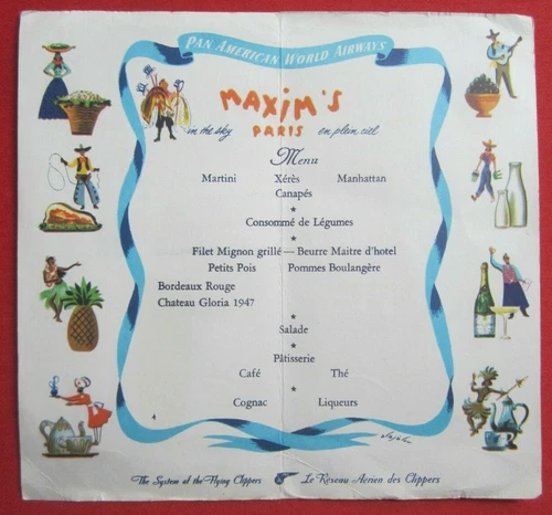 Pk Menu Menu Pan American Airways Constantin Alajalov Lebanon 1955