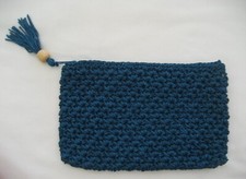 Vintage Crochet Clutch Purse/Evening Bag Blue Zipper Closure Made in Korea NWOT
