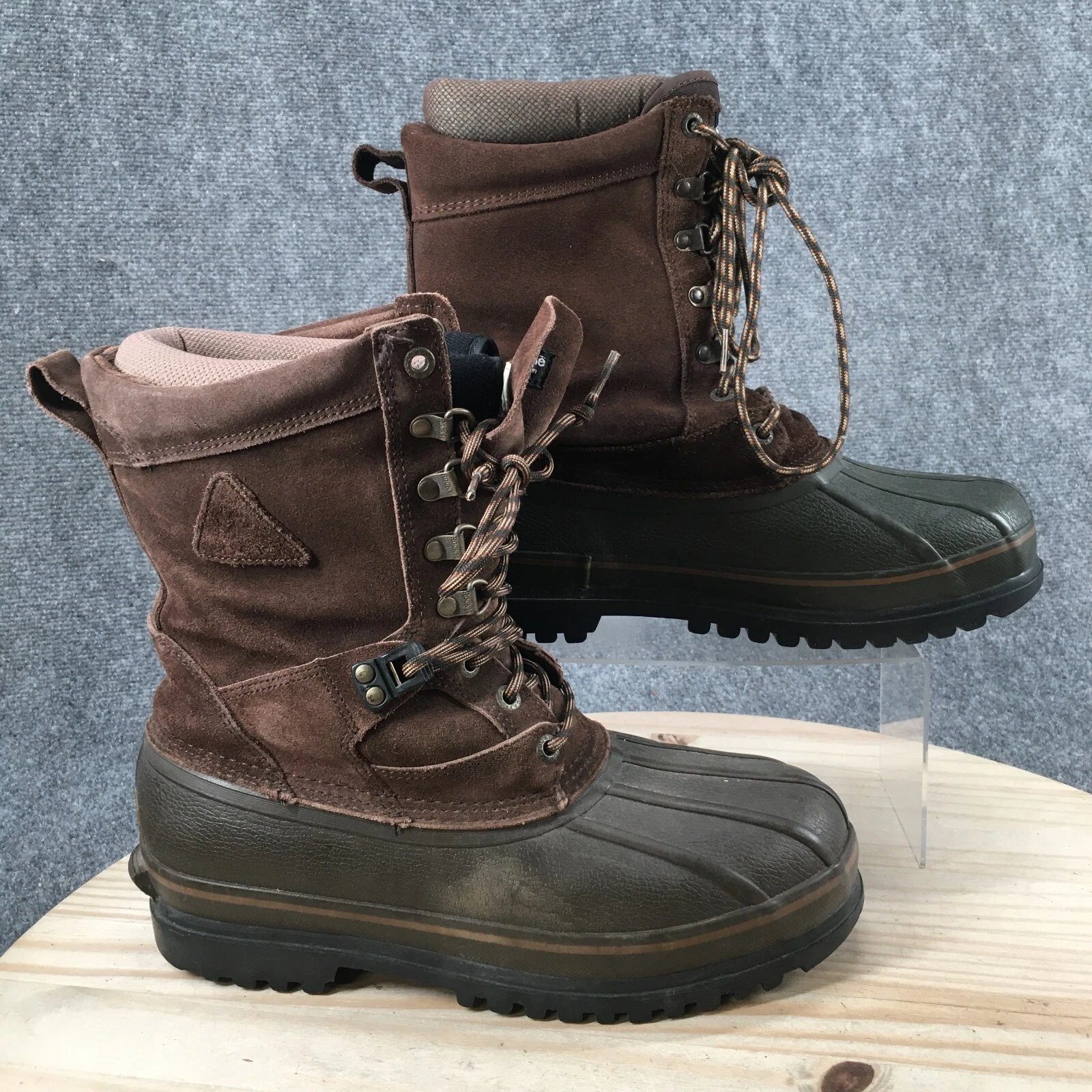 Rocky Boots Mens 8 Buff Mid Calf Thinsulate Winter 7770 Brown Leather Lace Up