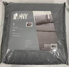 VCNY Home Maxwell 3 Piece King Grey Quilt Set