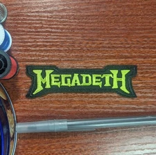 Megadeth Patch Lime Green Logo Heavy Metal Rock Embroidered Iron On 1x3.75"