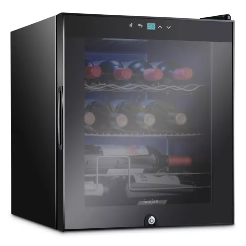 Ivation 12 Bottle Freestanding Wine Fridge, Wine Cooler W/Lock, Black