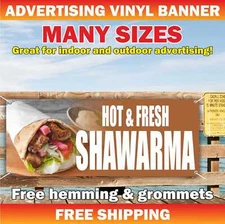 HOT FRESH SHAWARMA Advertising Banner Vinyl Mesh Sign burger food bar pie slice