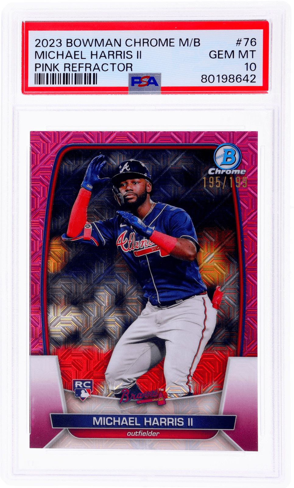 2023 Bowman Chrome Mega Box Michael Harris II Pink Refractor #76 /199 PSA 10