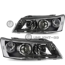 For 06-08 Hyundai Sonata Left & Right Black Pairs Headlights Assembly Headlamp