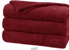 Sunbeam Channeled Velvet Plush Electric Heated Warming Blanket Queen Garnet Red