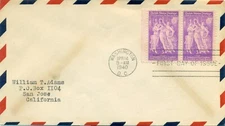 SCOTT # 895 PAIR FDC, PAN AMRICAN UNION, NO CACHET, TYPED ADDRESS, GREAT PRICE!